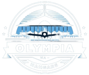 Olympia Logo with hangar and plane