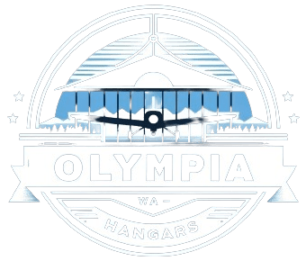 Olympia Logo with hangar and plane
